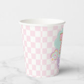 Varsity preppy pastel patch 7e verjaardag papieren bekers (Rechts)