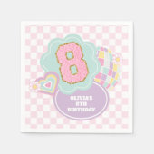 Varsity preppy pastel patch 8e verjaardag servet (Voorkant)