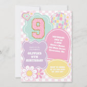 Varsity preppy pastel patch 9e verjaardag kaart (Voorkant)