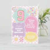 Varsity preppy pastel patch 9e verjaardag kaart (Staand voorkant)