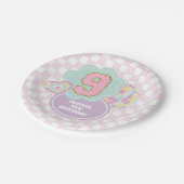 Varsity preppy pastel patch 9e verjaardag papieren bordje (Gekanteld)