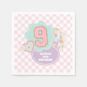 Varsity preppy pastel patch 9e verjaardag servet (Voorkant)