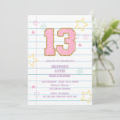 Varsity preppy pastel patch notebook 13e verjaarda kaart (Staand voorkant)