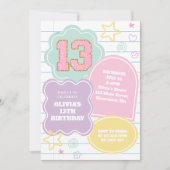 Varsity preppy pastel patch notebook 13e verjaarda kaart (Voorkant)