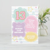 Varsity preppy pastel patch notebook 13e verjaarda kaart (Staand voorkant)
