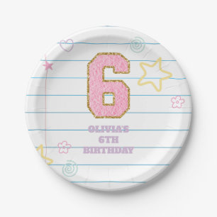 Varsity preppy pastel patch notebook 6e verjaardag papieren bordje