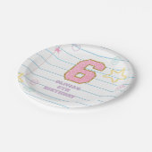 Varsity preppy pastel patch notebook 6e verjaardag papieren bordje (Gekanteld)