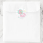Varsity preppy pastel patch notebook 6e verjaardag ronde sticker (Tas)