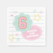 Varsity preppy pastel patch notebook 6e verjaardag servet (Voorkant)