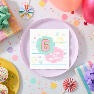 Varsity preppy pastel patch notebook 6e verjaardag servet