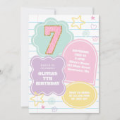 Varsity preppy pastel patch notebook 7e verjaardag kaart (Voorkant)