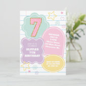 Varsity preppy pastel patch notebook 7e verjaardag kaart (Staand voorkant)