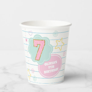 Varsity preppy pastel patch notebook 7e verjaardag papieren bekers