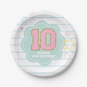 Varsity preppy pastel patch notitieboek 10e verjaa papieren bordje