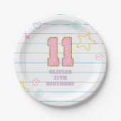 Varsity preppy pastel patch notitieboek 11e verjaa papieren bordje (Voorkant)