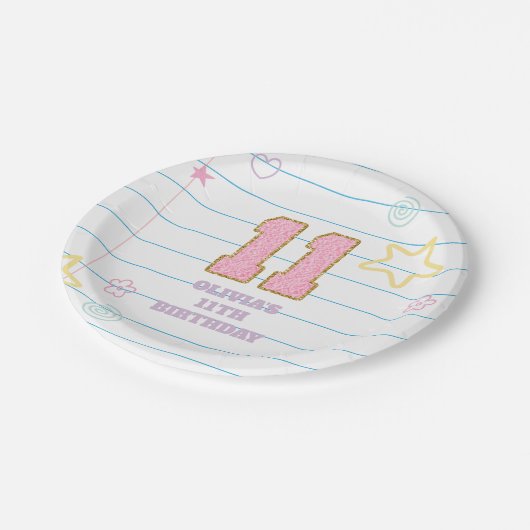 Varsity preppy pastel patch notitieboek 11e verjaa papieren bordje (Gekanteld)