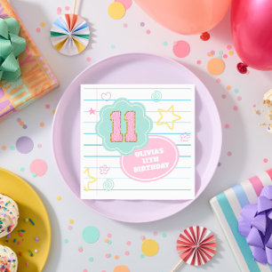 Varsity preppy pastel patch notitieboek 11e verjaa servet