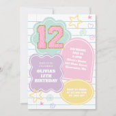 Varsity preppy pastel patch notitieboek 12e verjaa kaart (Voorkant)