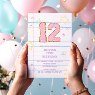 Varsity preppy pastel patch notitieboek 12e verjaa kaart