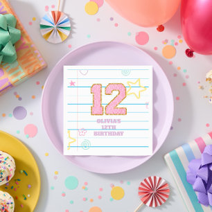 Varsity preppy pastel patch notitieboek 12e verjaa servet