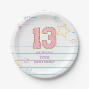 Varsity preppy pastel patch notitieboek 13e verjaa papieren bordje