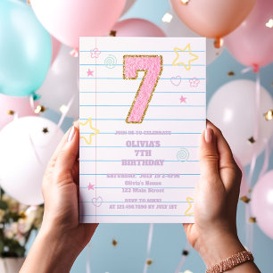 Varsity preppy pastel patch notitieboek 7e verjaar kaart