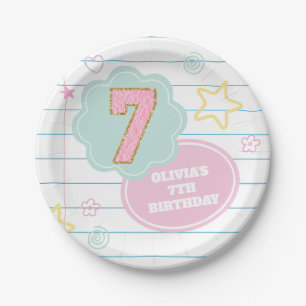 Varsity preppy pastel patch notitieboek 7e verjaar papieren bordje