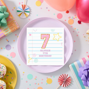 Varsity preppy pastel patch notitieboek 7e verjaar servet