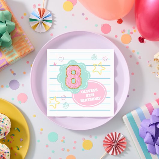 Varsity preppy pastel patch notitieboek 8e verjaar servet