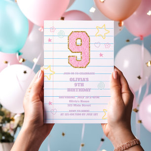 Varsity preppy pastel patch notitieboek 9e verjaar kaart