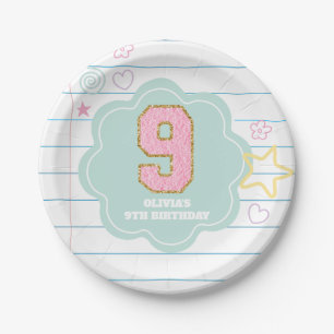 Varsity preppy pastel patch notitieboek 9e verjaar papieren bordje