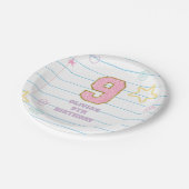 Varsity preppy pastel patch notitieboek 9e verjaar papieren bordje (Gekanteld)