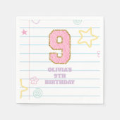 Varsity preppy pastel patch notitieboek 9e verjaar servet (Voorkant)