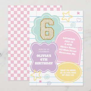 Varsity preppy pastel patch notitieboek Verjaardag Kaart