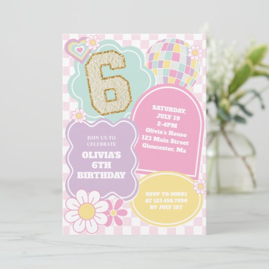 Varsity preppy pastel patch Verjaardag Kaart (Staand voorkant)