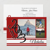 Varsity Red 2023 Afstuderen Tri Foto Kaart (Voorkant / Achterkant)