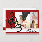 Varsity Red 2023 Afstuderen Tri Foto Kaart (Voorkant / Achterkant)