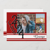 Varsity Red 2024 Afstuderen Tri Foto Kaart (Voorkant / Achterkant)