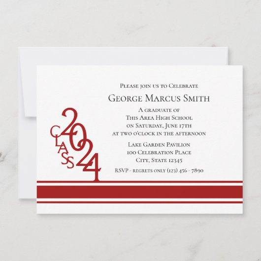 Varsity Red 2024 Afstuderen Tri Foto Kaart (Achterkant)