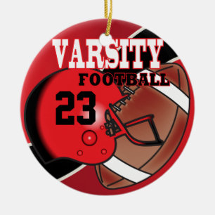 Varsity Red en Black Football Keramisch Ornament