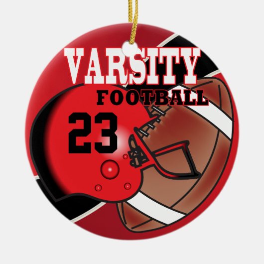 Varsity Red en Black Football Keramisch Ornament (Voorkant)