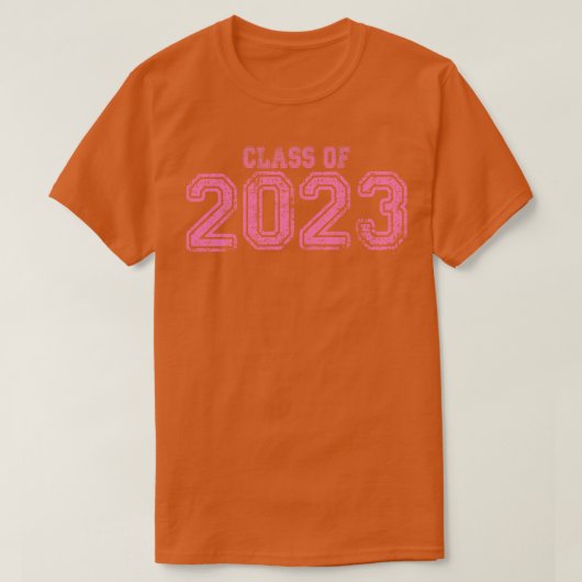 Varsity Roze Klasse van 2023 T-shirt (Design voorkant)