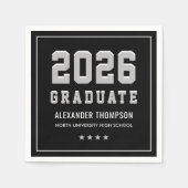 Varsity Silver Black 2026 Graduate Feest Servet (Voorkant)