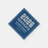 Varsity Silver Navy 2026 Afstudeerfeest Servet (Hoek)