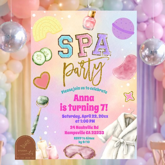 Varsity Spa-feest verjaardagsuitnodiging Kaart