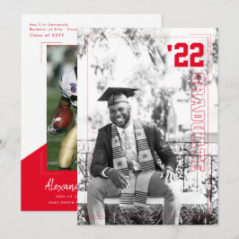 Varsity Sport Thema | 2 Foto Afstudeerfeest Kaart