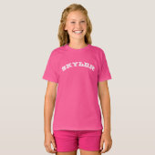 Varsity sport wit aangepaste gebogen naam schattig t-shirt (Voorkant volledig)