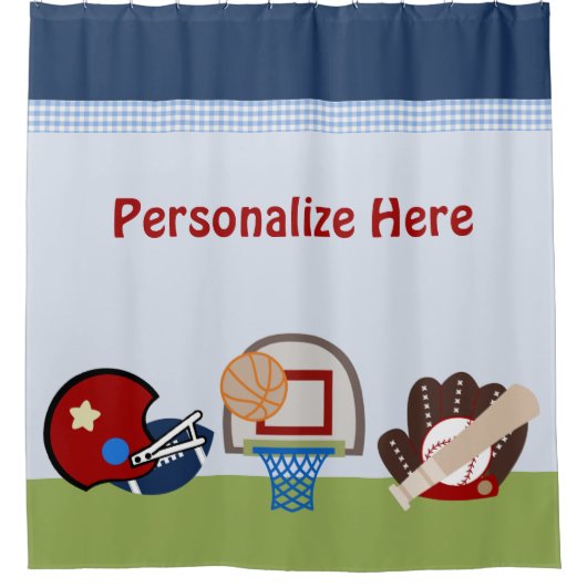 Varsity Sports Boy Kinder Shower Curtain Douchegordijn (Voorkant)