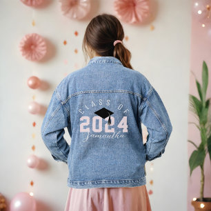 Varsity Stijl Afstuderen Klasse van 2024 Douanenaa Denim Jacket
