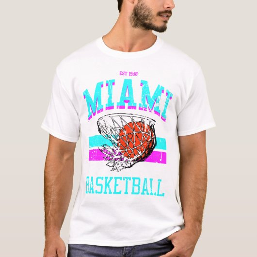Varsity Stijl Miami Vice Basketbal T-shirt (Voorkant)